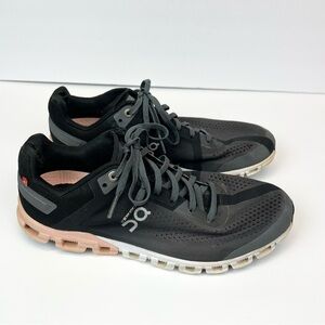 On Cloud Cloudflow Rock Rose Women’s Size 8.5 Black Salmon White